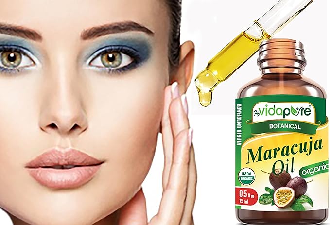 MYVIDAPURE Organic MARACUJA OIL Passion Fruit Certified Organic 100% Natural, Pure WILD GROWTH VIRGIN UNREFINED Brazilian for Skin, Face, Hair, Lip and Nail Care (0.5 Fl Oz)