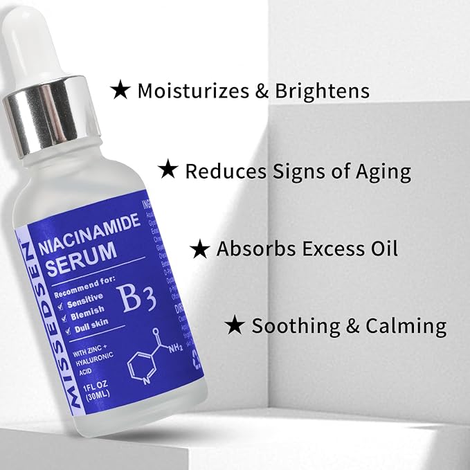 Niacinamide Serum for Face with Zinc & Hyaluronic Acid,Smoothes Wrinkles,Improves Elasticity,Firms Skin 1 Oz for Face Care, Daily Use