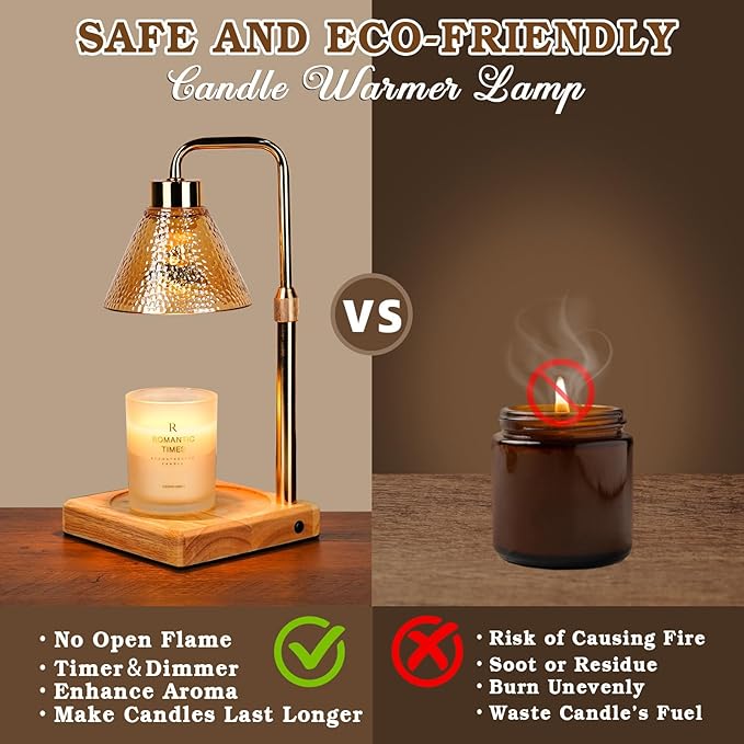 Modern Candle Warmer Lamp, Dimmable Candle Lamp Warmer with Timer, Birthday Gifts for Women Who Have Everything, for Mom, Adjustable Men's Candle Lamp, Cozy Living Room Bedroom Decor