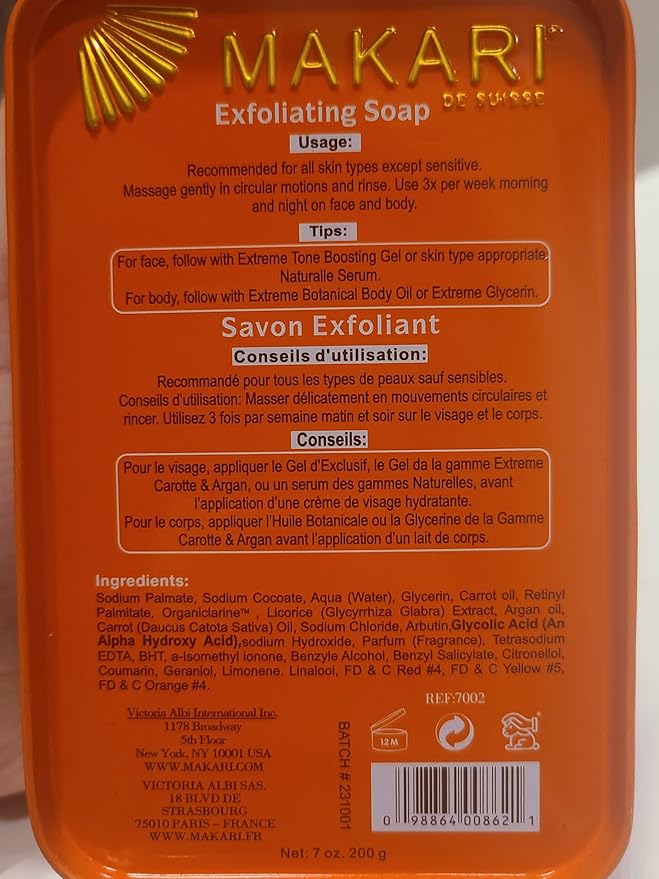 MAKARI Extreme Argan & Carrot Seed Oil Skin Toning 2 Piece Gift Set | Exfoliating Soap & Tone Boosting Body Lotion Ideal for All Types, Botanical Self Skin Care Kit with Free Makeup Bag