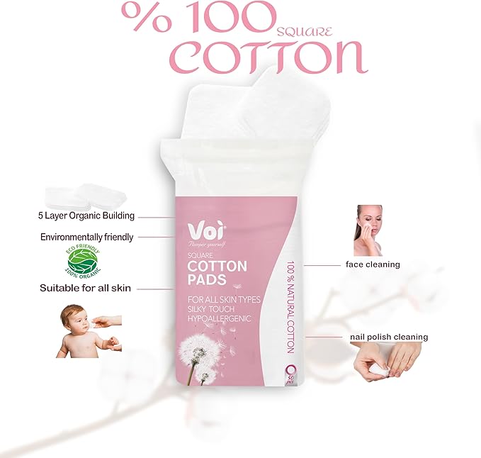 Cotton Pads, Premium Ultra Soft Multi Purpose 5 Layer, Non-Woven, Gentle and Versatile Skin Care Large Rectangle Pads for Salon and Spa Use, Soft, Strong and Durable, Latex Free, 2 Pack of 100 pcs