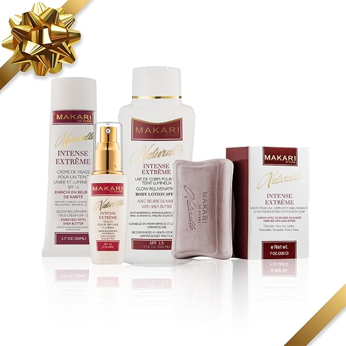 MAKARI Naturalle Intense Extreme Gift Set Rejuvenating Skin Care Products with SPF15 for Dry to Normal Complexion, 4 Piece Botanical Facial Kit for Women