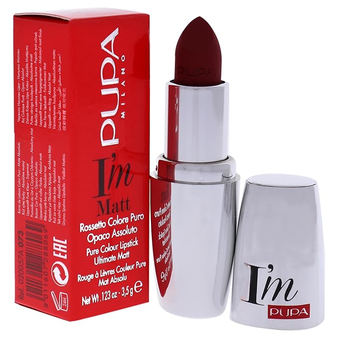 Pupa Milano I Am Matte Pure Colour Lipstick - 073 Irresistible Burgundy for Women - 0.123 oz Lipstick