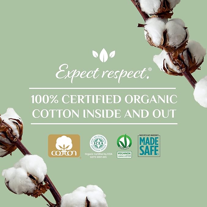 Organyc Certified Organic Cotton Pads for Incontinence, Certified Odor Control, Free from Perfumes, Dyes, Plastics, and Chemicals, Maximum, 64 Count