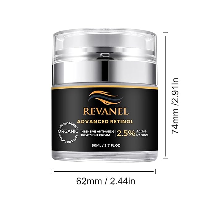 Advanced Retinol 100% Organic Intensive Anti-Aging Treatment Cream – 2.5% Active Retinol Moisturizer for Face & Neck, Reduces Wrinkles, Improves Skin Texture and Firmness 50ml / 1.7 fl. oz. (1)