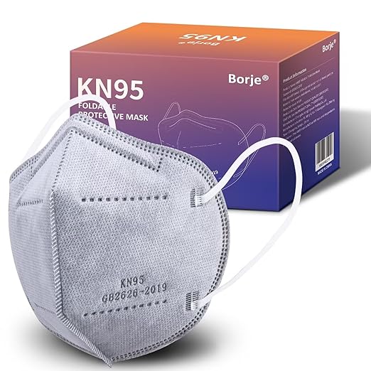 KN95 Face Masks 50 Pcs, 5-Ply Protection Grey KN95 Mask, Disposable Face Masks for Adults