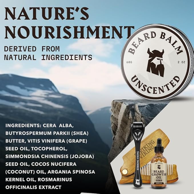 Striking Viking Beard Balm for Men - Leave in Beard Conditioner - Styling Balm Made with Naturally Derived Beard Butter, Argan & Jojoba Oils (2 Ounce (Pack of 1), Unscented)