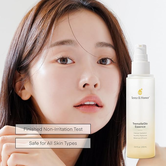 TEREZ & HONOR TremellaGlo Face Serum: Hydrating Facial Serum for Glass Skin - Korean Skincare Formula with Snow Mushroom & Hyaluronic Acid, for Sensitive & Dry Skin, Vegan, 3.4 FL OZ/100mL