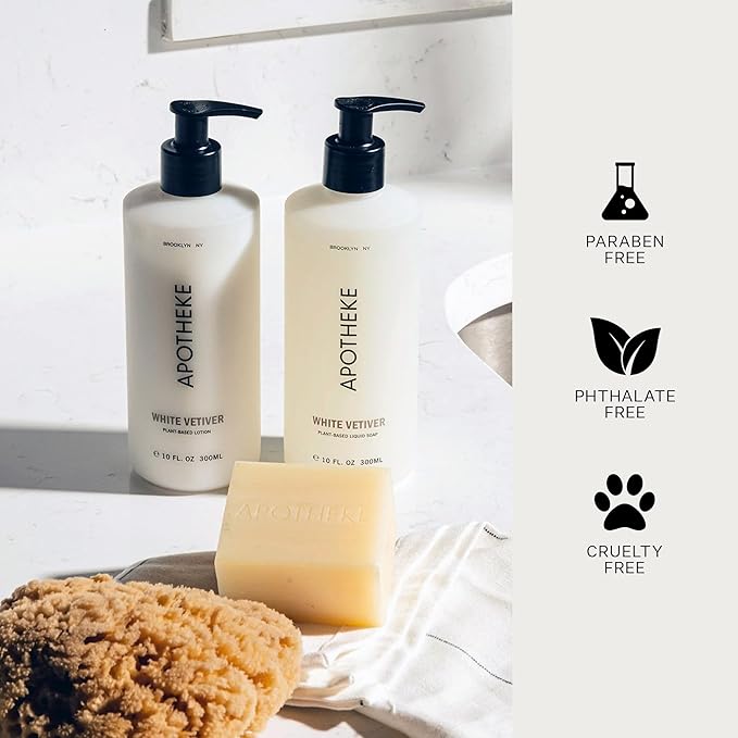 Apotheke Scented Hand & Body Lotion, White Vetiver - 10 Fl Oz Nourishing Body Moisturizer Cream for Dry Skin - Gentle Daily Skincare for Men & Women with Natural Ingredients, All Skin Types