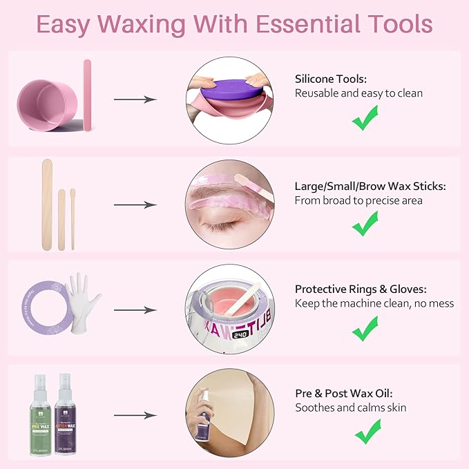 BLITZWAX Brazilian and Bikini Waxing Kit for Women, Hard Wax Warmer for Face, Legs, and Body, At Home Hair Removal Kit, Beginner Friendly, Quick Heating, Frost Reverb Digital Wax Pot