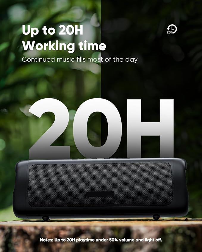 Bluetooth Speaker Stocking Stuffers for Men Women Teens Boys Girls: Portable Wireless, IPX5 Waterproof, White Elephant Gifts for Adults, Up to 20H Playtime, TWS Pair, for Home/Party/Outdoor (Black)