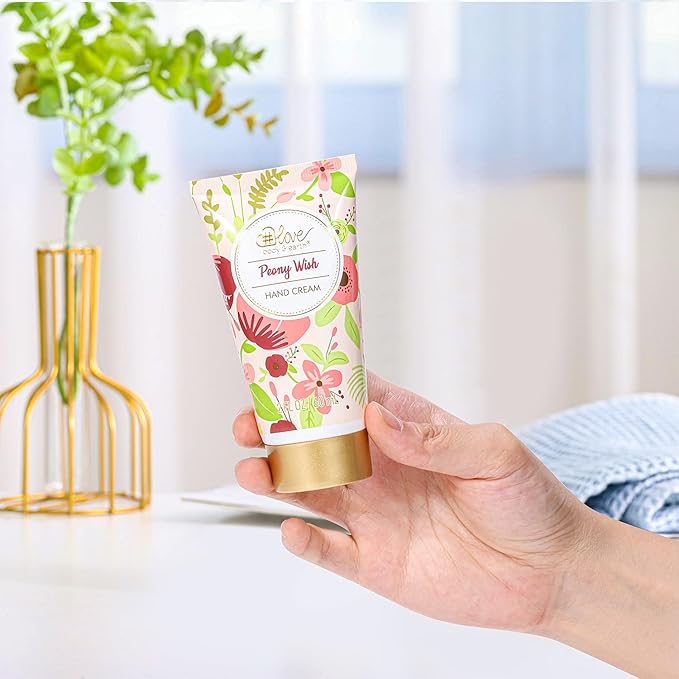 Hand Lotion Sets for Women Gift, Mothers Day Gift for Mom, Peony Wish Body Cream Gifts Set, Include Hand Cream, Foot Cream, Soap, Scented Candle, Women Body Care for All Skin Types Skin Care Gift Set