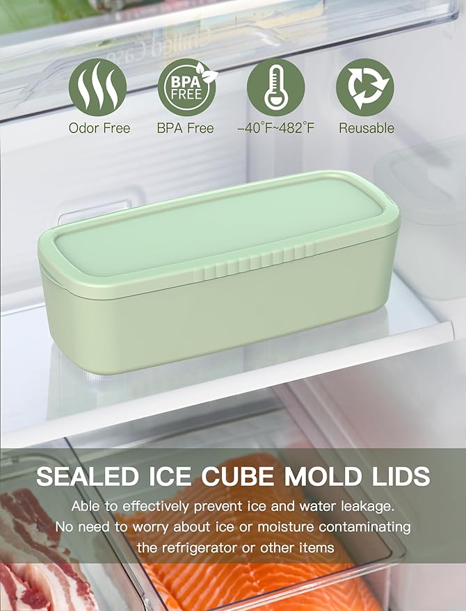 Ice Cube Tray for Tumbler Cup 30Oz-40Oz, 3 Pcs Silicone Cylinder Ice Mold with Lid and Bin for Freezer, Easy Fill and Release Ice Maker for Whiskey, Cocktail BPA-Free