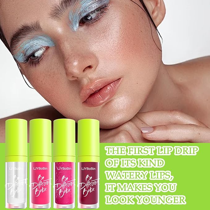4 Colors Lip Gloss Set,Tinted Lip Oil Long Lasting Non-sticky Shiny Lip Plumping Lip Gloss,Hydrating Moisturizing Lip Glow Oil for Looking Lips,Smooth Glossy Lip Plumper Gloss Set for Women（A#）