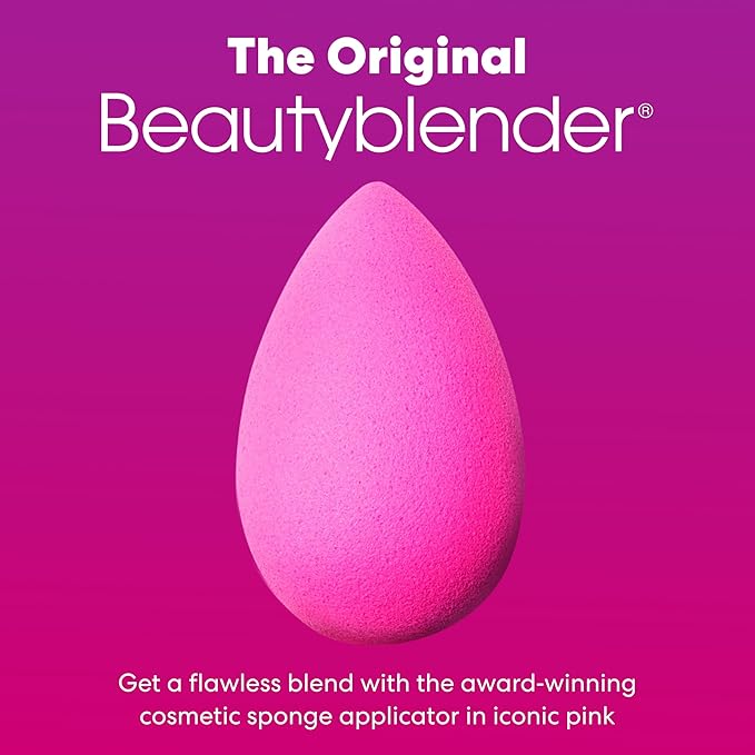 Beautyblender® | Original Pink Beauty Blender Makeup Sponge, Super-Soft Foam Easily Blends Foundations, Powders & Creams, Made in USA, Reusable, Washable, Streak Free Application, Vegan, Cruelty Free