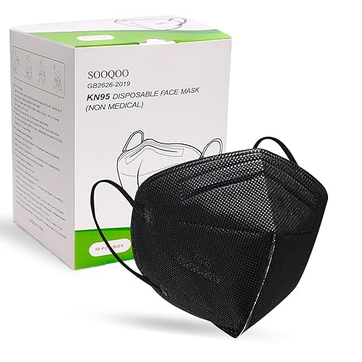 50 Pcs KN95 Face Maks for Audlts (Black)