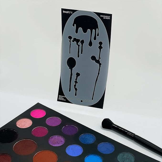 STENCIL1FX Graffiti Drips Tear Drop Blood Motif Eye Makeup Stencil for Costumes, Dress Up, Halloween, Cosplay, Arts, Face Painting