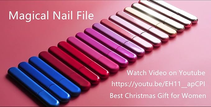 Premium Glass Nail File with Case, Crystal Diamond Salon Best Beauty Nail Buffer for Natural and Acrylic Nails Christmas Gift for Woman and Man,Black