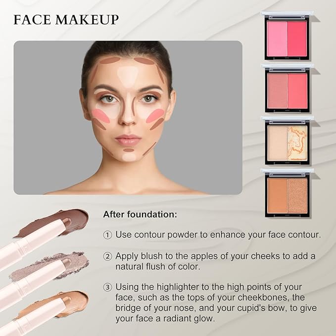 Color Nymph Professional Makeup Kits For Girls, Teenage Girls Makeup Kit with Storage Case Make Up Kit For Women Cosmetics Full Kit, Individual Packing Eyeshadow Blush Lipstick Mascara etc -Gold