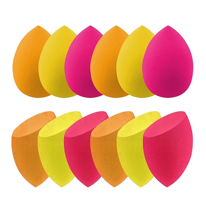 Wiko 12 Pcs Makeup Sponge Set for Foundation Bulk Latex Free Reusable Beauty Sponge Blender Cosmetic Applicator For Powder Cream and Liquid Super Soft Concealer.