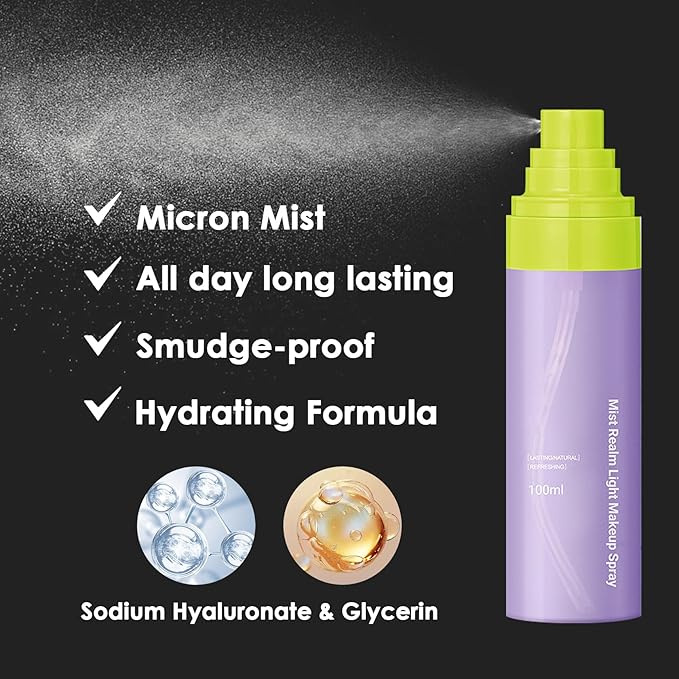 2PCS Makeup Setting Spray Set for Face, Weightless Long Lasting Waterproof Fixing Makeup Setting Face Spray, Smudge-proof, Hydrating & Refreshing Setting Spray(F)