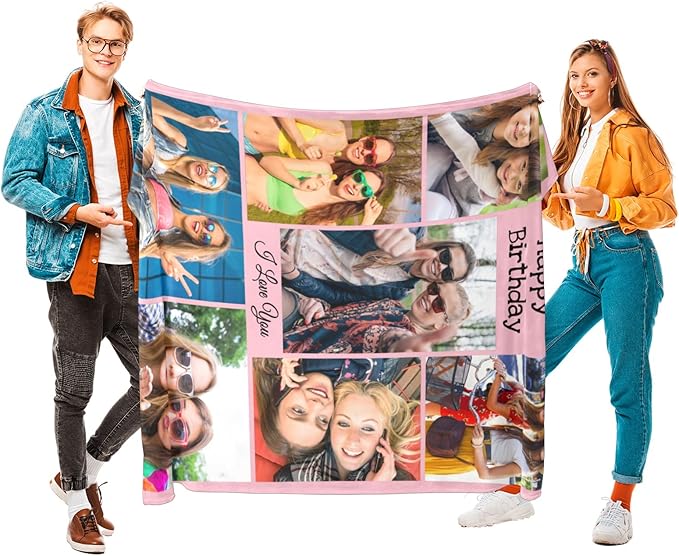 Custom Blanket with Photos, Personalized Photo Blankets Using My Own Photo, Customized Blankets with Picture, Personalized Birthday Gifts for Women Men, Personalized Gifts for Best Friends