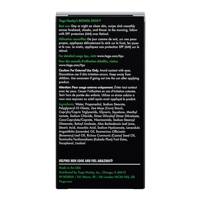 Tiege Hanley Retinol Stick for Men, Anti-Aging Face & Eye Stick With Hyaluronic Acid & Niacinamide, Helps Reduce Appearance of Fine Lines, Wrinkles & Dark Circles, Men’s Skin Care, 0.35 Oz