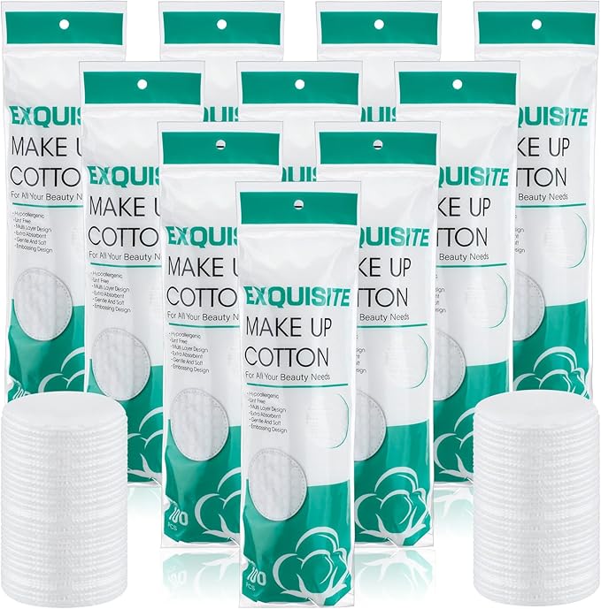 Maxcheck 1000 Pcs Cotton Rounds Bulk Exfoliating Rounds for Face Makeup Remover Cotton Facial Pads for Face Makeup Removal Toner Pads