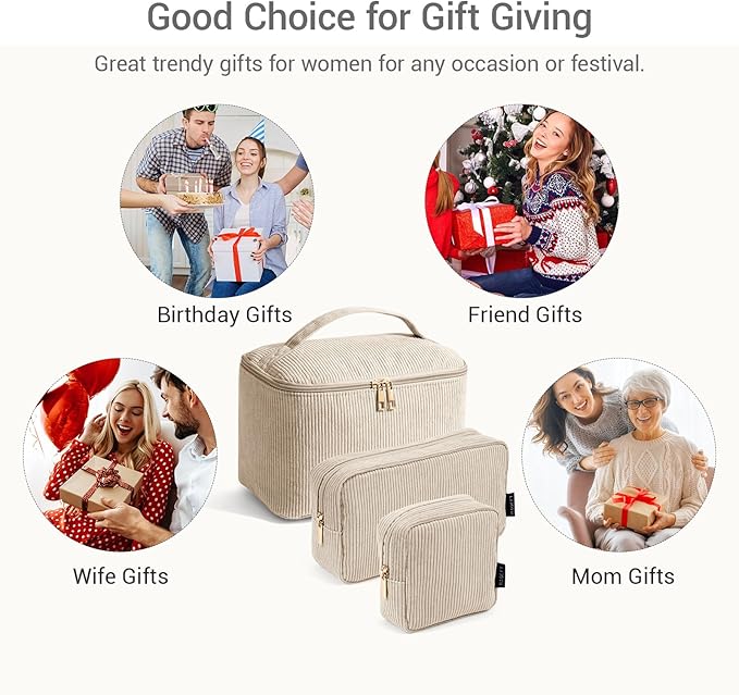 MAGEFY Small Makeup Bag for Purse Mini Cosmetics Bag Corduroy Cute Cosmetic Pouch for Women with Slip-in Pockets