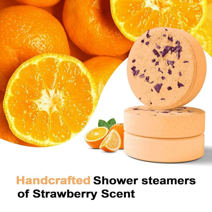 Aromatherapy Shower Steamers Birthday Day Gifts Orange- Swcandy 8 Pcs Bath Bombs Birthday Gifts for Women, Shower Bombs with Essential Oils, Relaxation Home SPA for Women Who Has Everything