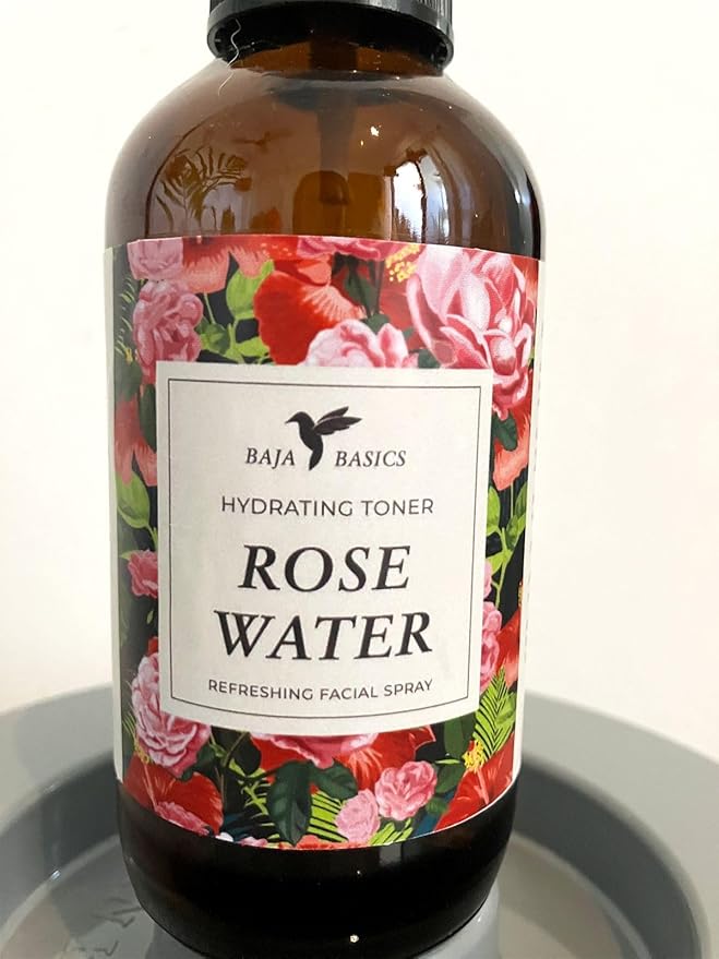 Rose Water Spray for Face by Baja Basics - Pure, Organic Facial Toner for Hair and Aromatherapy Large 4 oz