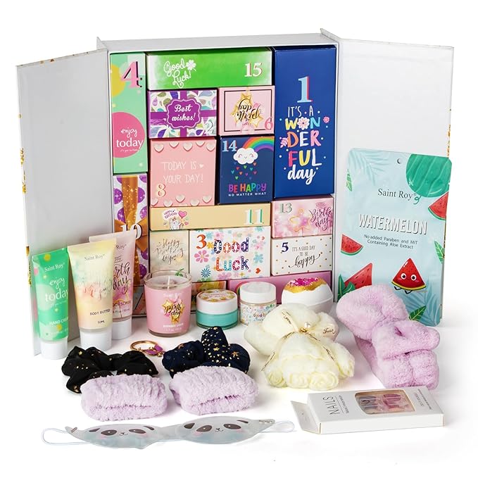 Birthday Gifts for Teens Birthday Gifts for Women Happy Birthday Surprise Box, 15pcs Luxury Spa Gifts, Gift Box for Teen Girls Unique Hand Cream, Diy Nails Set, Skin Care Gift Sets for Women, Daughter