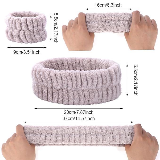 obeoby Spa Headband for Washing Face, 12 Pcs Makeup Headband and Wristband Set for Skincare Makeup Bath Stocking Stuffers for Women Girls