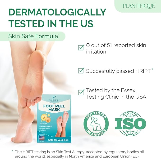 PLANTIFIQUE Foot Peeling Mask 1 Pair | Dermatologically Tested Repairs Heels & Removes Dry Dead Skin for Baby Soft Feet | Exfoliating Foot Peel Mask for Dry Cracked Feet | Jasmine