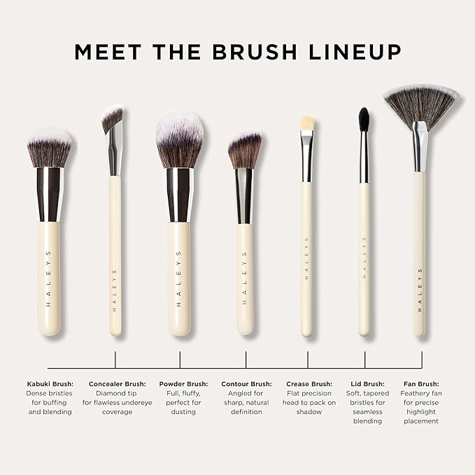 HALEYS Lid Eyeshadow Brush, Medium Flat Tapered Brush, Easy Blending and Shading for Building Eyeshadow Color, High-end Synthetic Bristles, Multi-tasking, for Cream and Powder Makeup, Vegan + CF