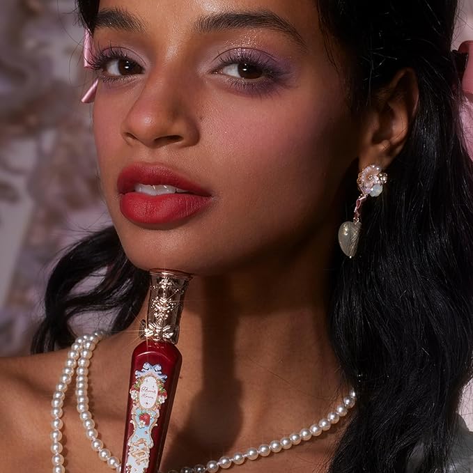 Flower Knows Strawberry Rococo Cloud Lip Cream,Velvety Matte Liquid Lipstick,Red Lipstick,Long Lasting Lip Stain,Kiss-proof Blurred Lipstick for Girls&Women,0.12 Fl Oz(S07 Lychee Tea)