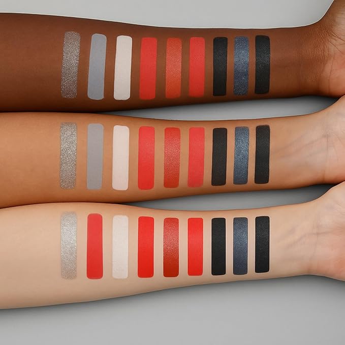 K'APEINE Eyeshadow Palette, 9Colors Red Black Eye Shadow Goth Smokey Eyeshadow Palette Soft Finish Eye Makeup Kit for Halloween, Cosplay, Stage Show & Daily Life