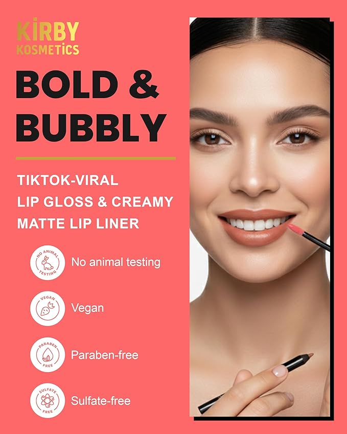 Lip Kit Duo – Bold and Bubbly - TikTok-Viral Precision Liner & Glossy Liquid Lipstick, Clean 2-Step Set with Hydrating Long-Wear Color – Bold Inclusive Beauty for Everyday Konfidence