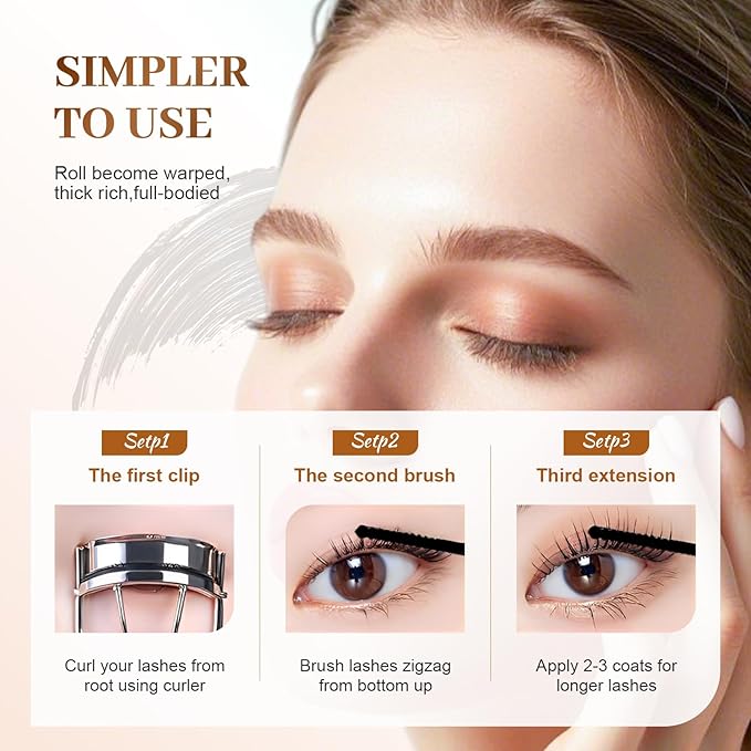 Mascara, 2026 New Waterproof Curling and Long-Lasting Mascara for Everyday Wear, Fine Brush Black Mascaras for Smudge-Proof, Sweat-proof, Non-smudged (2 PCS)