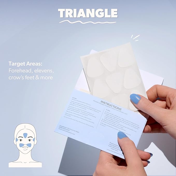 Smoothies Triangle Wrinkle Patches for Face Overnight - Facial Patches for Elevens, Crows Feet and more, 144 Facial Adhesives per Box - Face Tape, Made in the USA