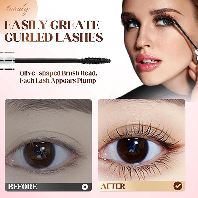 Mascara for Older Women 60 Plus, Mascara Volume and Length for Mature Women with Thinning Lashes, Non Clumping Waterproof Long Wear (Black+Brown)