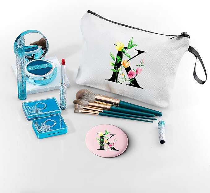 SEAMOON Mom Birthday Thank You Appreciation Gifts for Women Aunt Teacher Coworkers Bride Bridesmaid Monogrammed Travel Makeup Cosmetic Bag with Mirror Valentines Mothers Day Christmas Graduation K