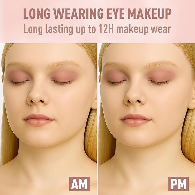 FV Long Lasting Cream Eyeshadow Stick, Waterproof & High Pigmented Eye Shadow Sticks Duo with Blending Sponge, Crease-Proof & Natural Finish Eyeshadow Pencil, Sand Matte