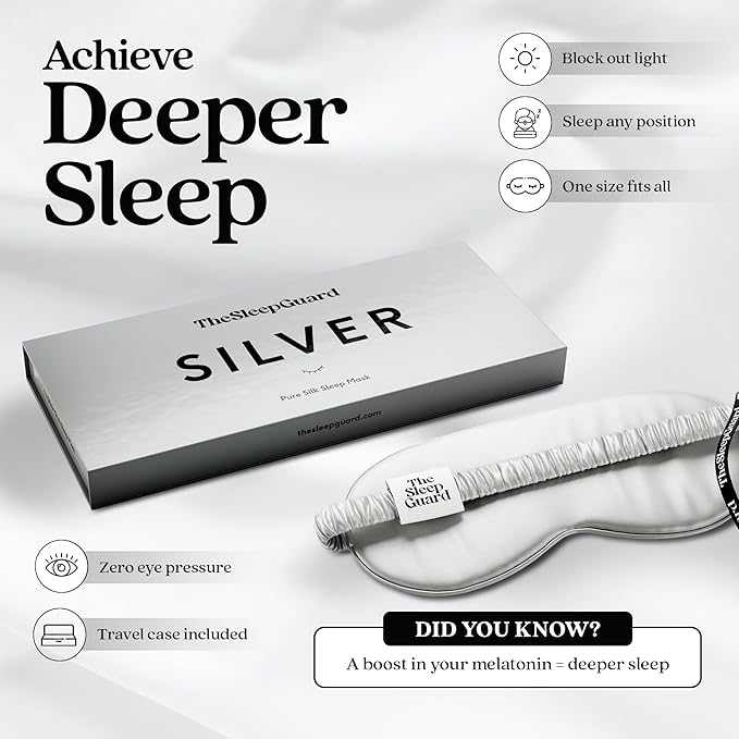 TheSleepGuard Pure Silk Sleep Mask [100% 6A Mulberry Silk, 22 Momme] Light Blocking Travel Essentials. Eye Masks for Sleeping. Black Oeko-Tex Blindfold. Eye Covers for Men & Women