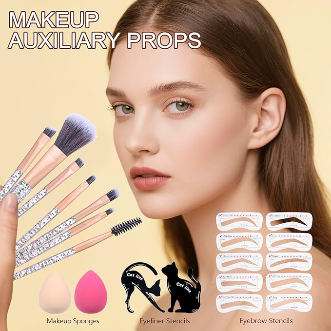 Makeup Kit For Women Girls, Makeup Set For Teens beginners, Full Makeup Kit With Everything Carrying Bag, Eyeshadow Palette, Foundation, Concealer, Lipstick, Brushes (18 & 20 Color eyeshaow Kit)