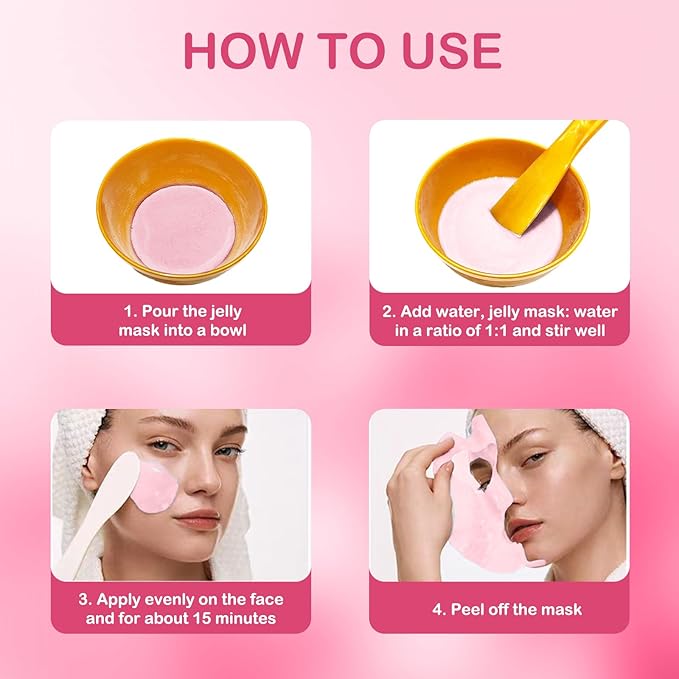 Jelly Mask for Facials Professional Natural Gel Face Masks, Hyaluronic acid Hydrating Rubber Mask Jar Face Mask SkinCare 23 Fl Oz (Rose).