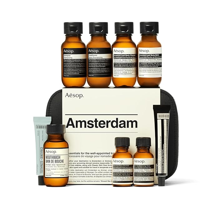 Aesop Amsterdam Travel Kit | Unisex Luxury Skincare & Haircare Set for Travel | TSA-Approved