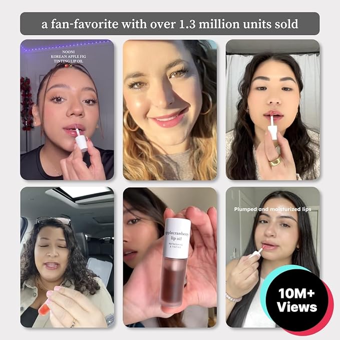 NOONI Korean Lip Oil - Applecoco | Lip Stain, Gift, Long-Lasting, Moisturizing, Plumping, Revitalizing for Dry Lips, Waterproof, No Peel Off, Korean Lip Tint, Clear Lips, Mother's Day, 0.12 Fl Oz