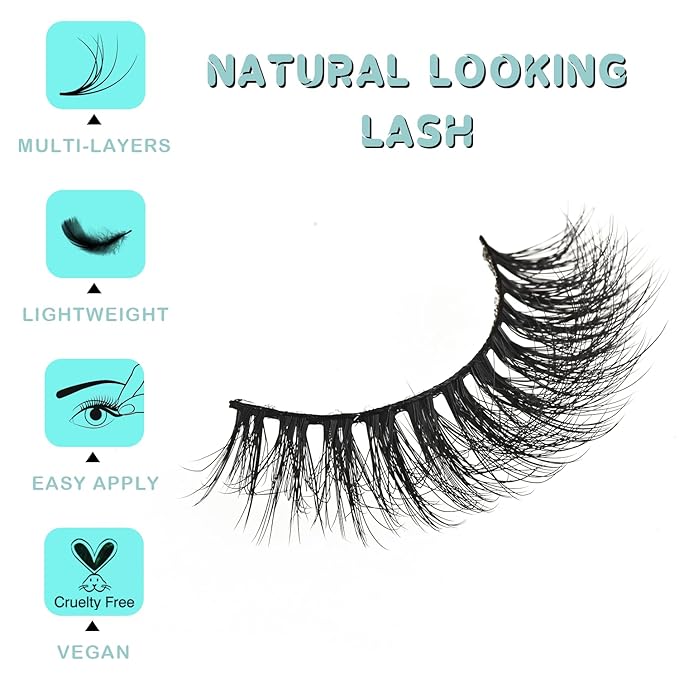 Natural Lashes Wispy Eyelashes Fluffy Mink Lashes Naturl Look Small Strip Eyelash 10 Pairs Short Lashes Pack Lightweight Cat Eye Lash Strips Set (Fluttery Lash | 10-17mm)