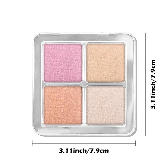 Boobeen Blush and Highlighter Palette- 4-color Metallic Shimmer Shadow Powder, Illuminator Makeup Set for Shading, Highlighting & Defining the Face